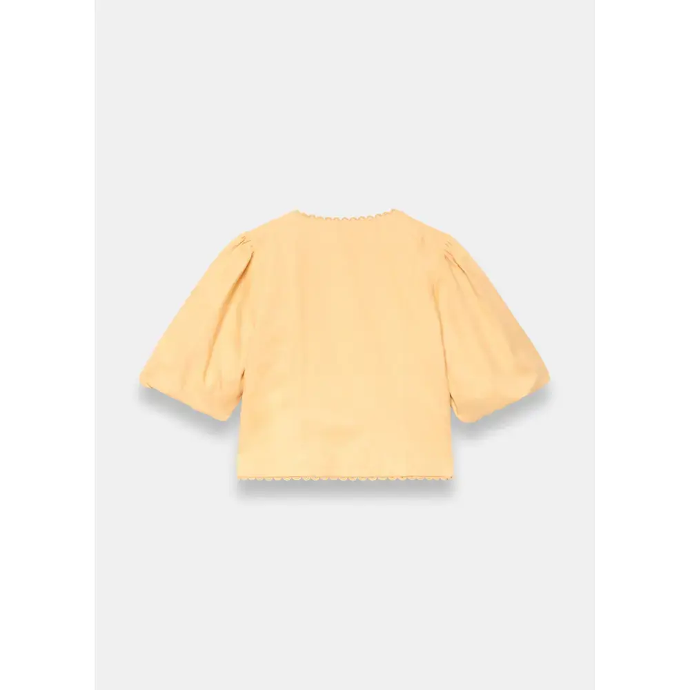 Mint Velvet Yellow Linen Puff Sleeve Top